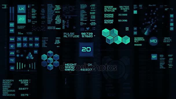 Interfaccia futuristica blu brillante / Schermo digitale / HUD — Video Stock