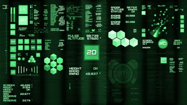 Interfaz futurista verde profundo / Pantalla digital / HUD — Vídeos de Stock