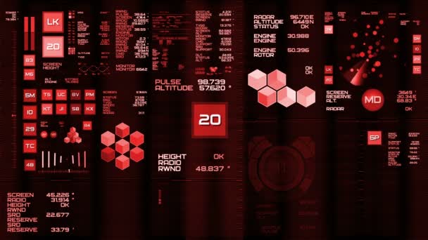 Red futuristic interface/Digital screen/HUD — Stock Video
