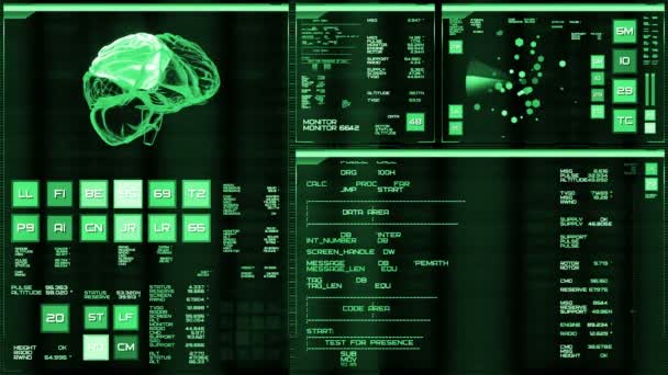 Deep green futuristic interface/Digital screen/HUD — Stock Video