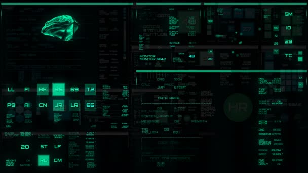 Interfaccia futuristica verde brillante / Schermo digitale / HUD — Video Stock