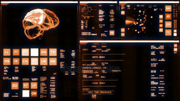 Hangat antar muka futuristik / Layar digital / HUD — Stok Video