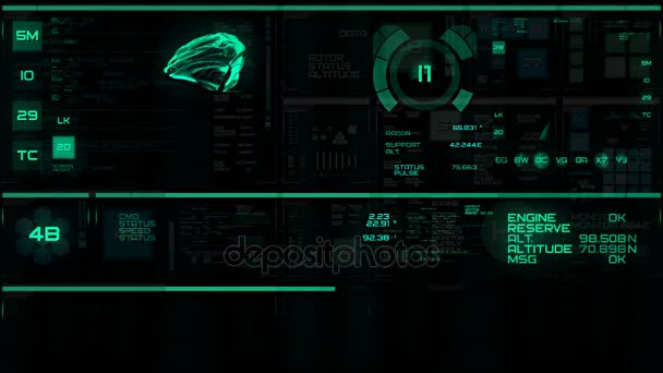 Glowing green futuristic interface/Digital screen/HUD — Stock Video