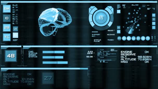 Světle modré futuristické rozhraní/digitální obrazovka/Hud — Stock video