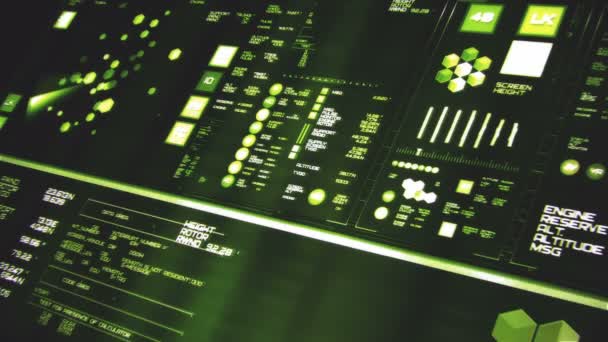 Vue en perspective de l'interface futuriste vert profond / Écran numérique / HUD — Video