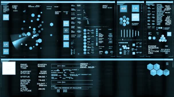 Interfaz futurista azul claro / Pantalla digital / HUD — Vídeo de stock