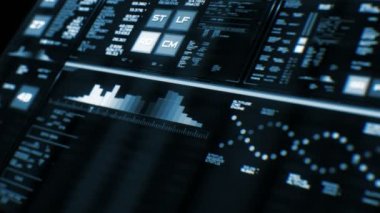 Derin mavi fütüristik arabirimi/dijital ekran/Hud görünümünü perspektif