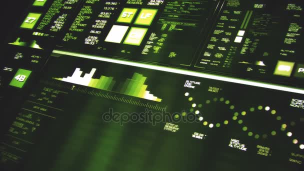Visão prospectiva da interface futurista verde profunda / Tela digital / HUD — Vídeo de Stock