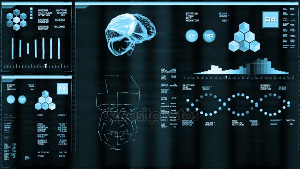 Φως μπλε φουτουριστικό interface/ψηφιακή οθόνη/Hud — Αρχείο Βίντεο