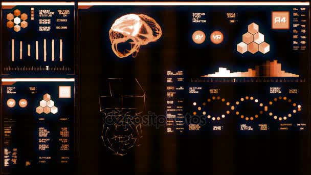 Теплий футуристичний інтерфейс / Цифровий екран / HUD — стокове відео