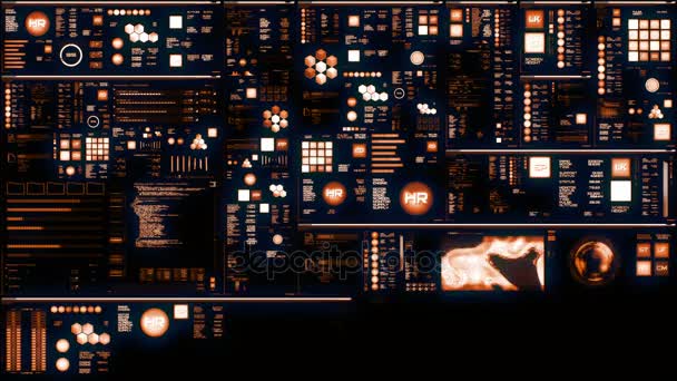 Varma Futuristiska Gränssnitt Digital Skärm Detaljerade Abstrakt Bakgrund Med Blinkar — Stockvideo