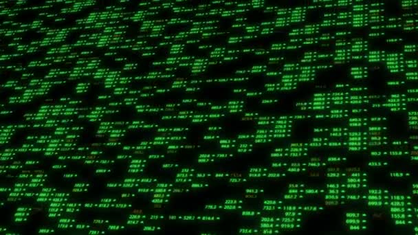 Boucle parfaite sans couture de l'écran de bourse. Clignotant leds sur le grand tableau montrant les données financières. Taux de crypto-monnaie . 