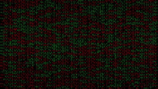赤と緑のセクターの抽象的なデジタル ノイズ パターン 大きなボード上の Led を点滅 — ストック動画