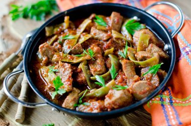 Meat stew with green beans clipart