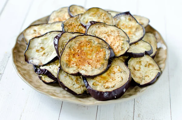Fried eggplants in a soy sauce frosting — Stock Photo, Image
