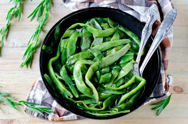 Salade van groene boontjes met Dragon — Stockfoto