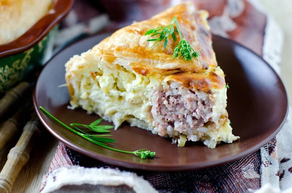 Tarta con carne y queso —  Fotos de Stock