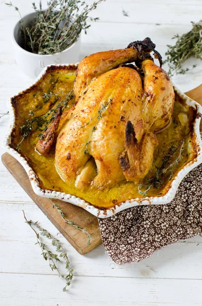 Chicken baked with cream and mustard — Stock Photo, Image