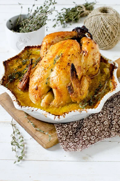 Chicken baked with cream and mustard — Stock Photo, Image