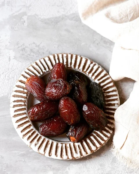 Dried Dates Plate Ramadan Kareem — Stock Photo, Image