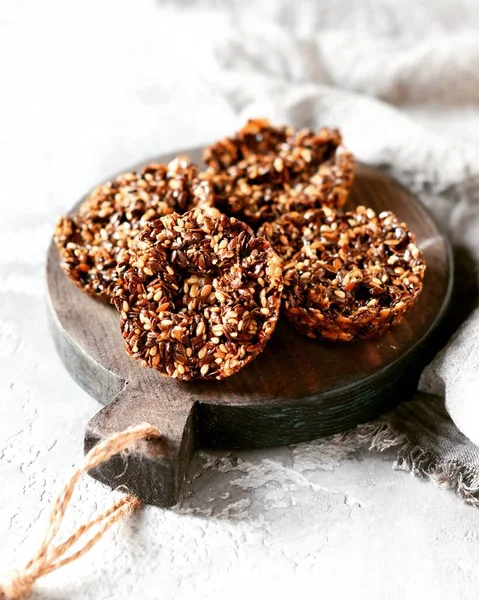 Galletas Energéticas Semillas Sésamo Semillas Lino Otros Cereales — Foto de Stock