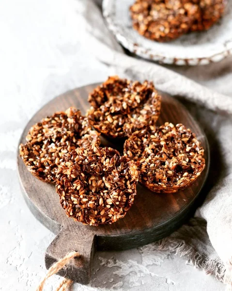 Galletas Energéticas Semillas Sésamo Semillas Lino Otros Cereales — Foto de Stock