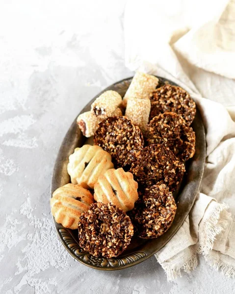 Mezcla Galletas Turcas Plato Hierro Ramadán Kareem — Foto de Stock