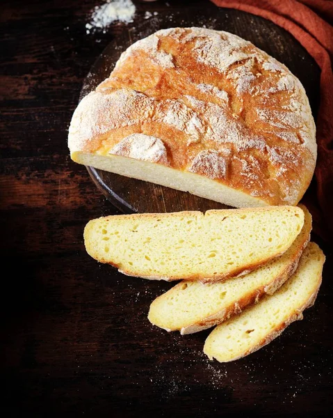 Homemade Corn Bread Dark Wooden Table — Stock Photo, Image