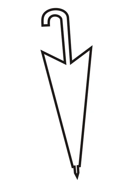 Složený Deštník Jednoduchá Vektorová Ikona Černá Bílá — Stockový vektor