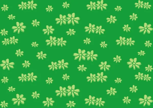 Kwiaty Zielonym Tle Zielona Tapeta Wektor Ilustracja Kwiatowa Faktura — Wektor stockowy