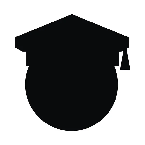Graduado Universitario Cabeza Sombrero Icono Vector Negro — Archivo Imágenes Vectoriales