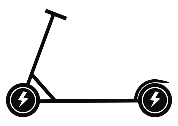 Electric Scooter Black Vector Icon White Background — Stock Vector