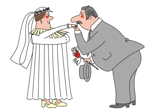 Noiva Noivo Senhora Homem Ilustração Vetor Humorístico —  Vetores de Stock