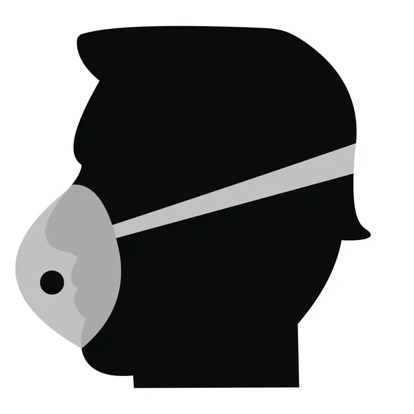 Person Respirator Black Silhouette Vector Icon — Stock Vector