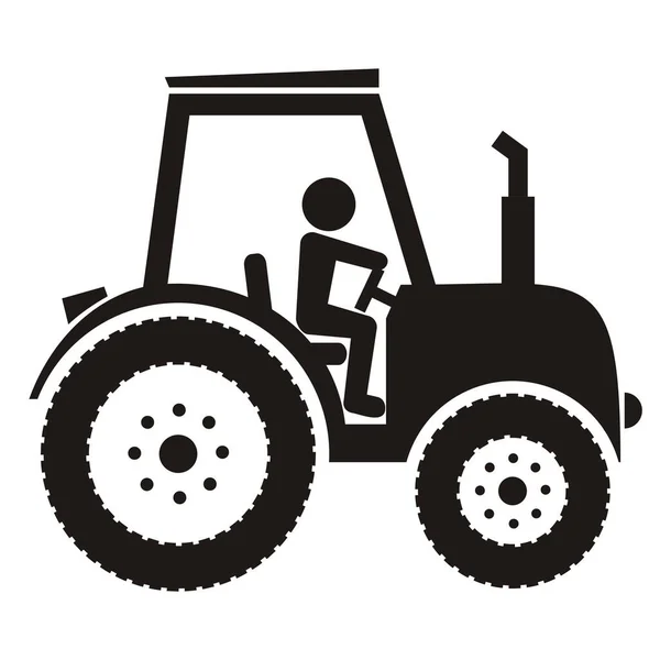 Schwarzer Traktor Mit Fahrer Vektorabbildung Traktor Sitzt Eine Person Schwarzes — Stockvektor