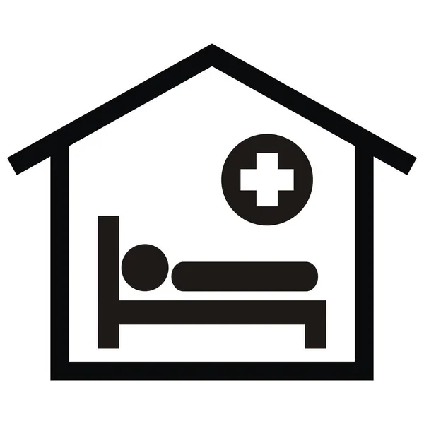Νοσοκομείο Ασθενής Στο Κρεβάτι Μαύρο Διανυσματικό Εικονίδιο — Διανυσματικό Αρχείο