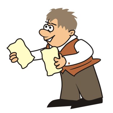 Broşürlü adam, komik vektör çizimi