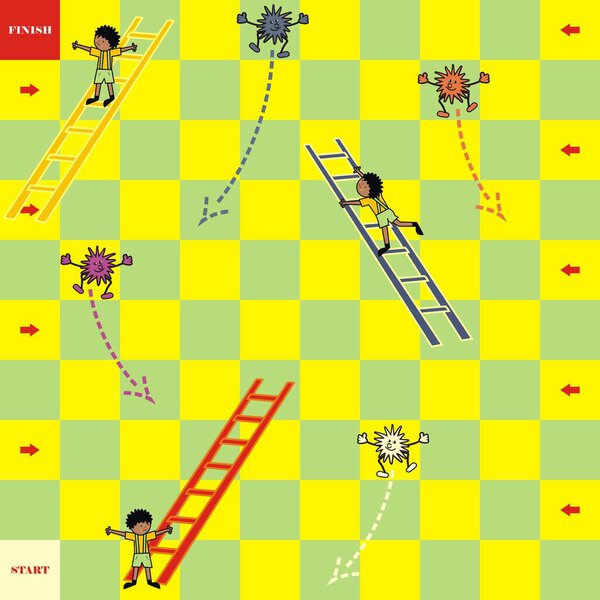 board game, boy and ghost , vector illustration