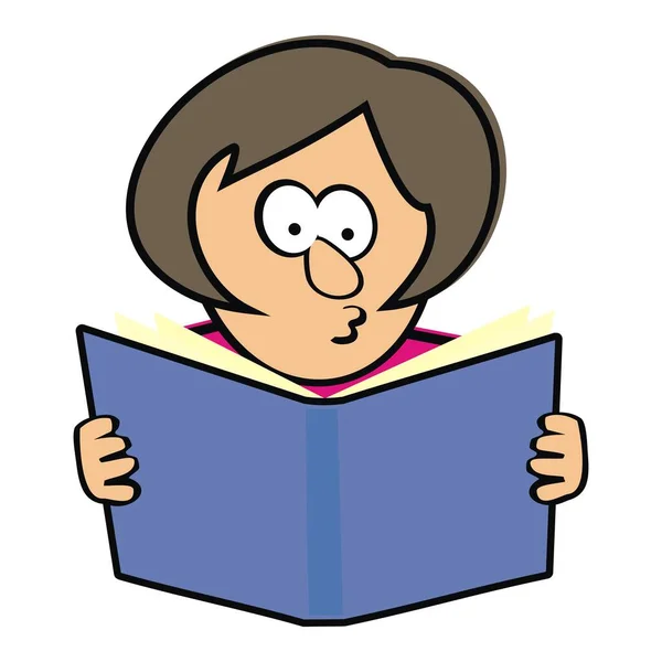 Mujer Leyendo Libro Ilustración Vectorial Divertido — Vector de stock