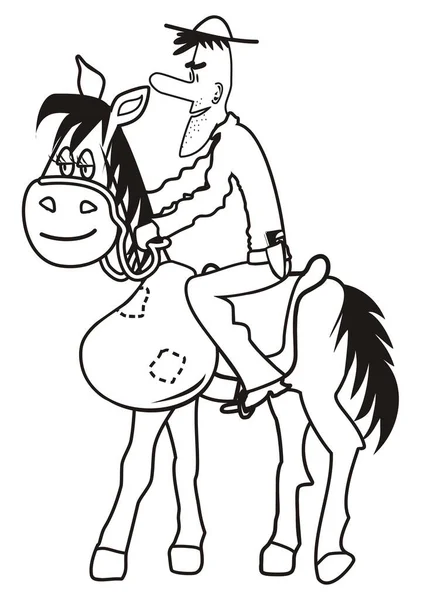 Cowboy Horse Coloring Book Vector Ilustration — Stock Vector