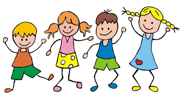 Niños Saltando Ilustración Divertida Icono Vector — Vector de stock