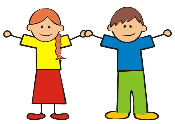 Mädchen Und Junge Zwei Kleine Kinder Vektorillustration — Stockvektor