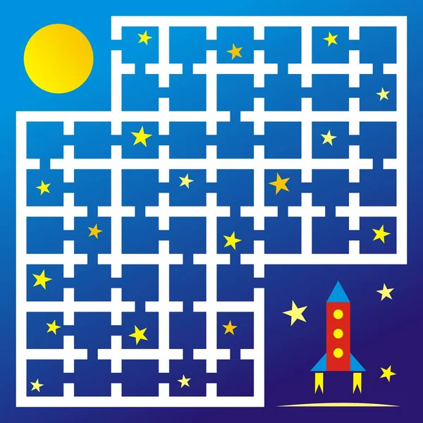 Maze Space Ship Vector Illustration Board Game Children — Stock Vector
