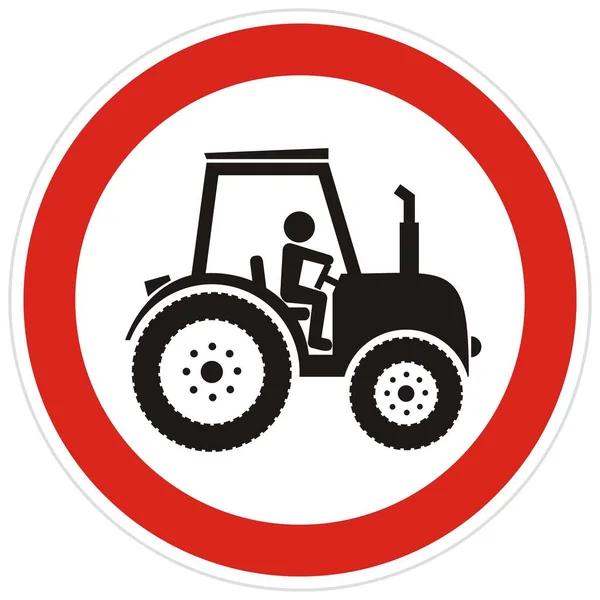 No entry for tractors, road sign, vector icon. Red prohibition sign. Stop symbol. — Stock Illustration Entry Tractors Road Sign Vector Icon Red Prohibition Sign Stop Vector Graphics