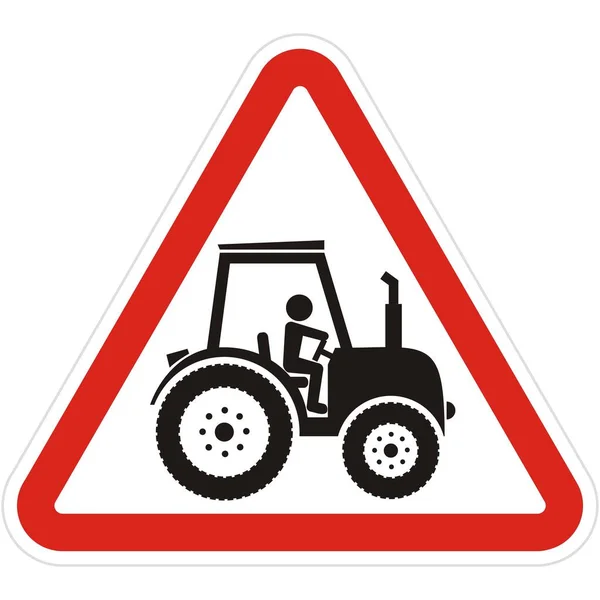No entry for tractors, road sign, vector icon. Red prohibition sign. Warning road signs — Stock Illustration Entry Tractors Road Sign Vector Icon Red Prohibition Sign Warning Vector Graphics