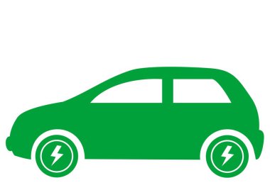 Elektrikli araba, vektör simgesi, yeşil renk