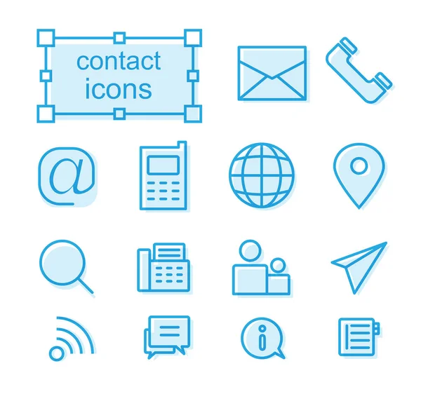 Icônes de ligne mince ensemble, contact — Image vectorielle