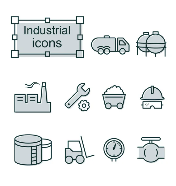 Ensemble d'icônes de ligne mince, Industriel — Image vectorielle