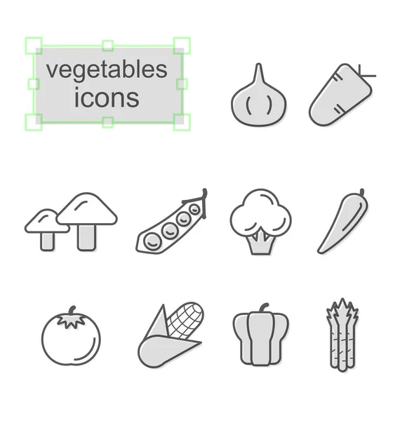 Conjunto de ícones de linha fina, Legumes — Vetor de Stock