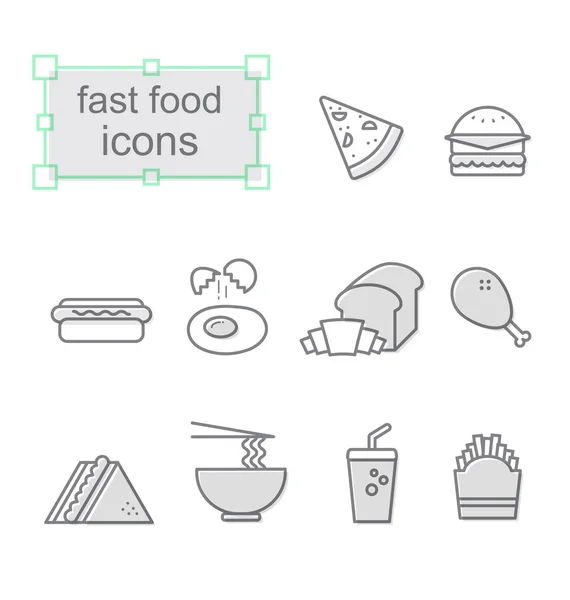 Conjunto de iconos de línea delgada, Comida rápida — Vector de stock